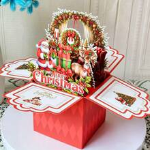 Gift Box, Christmas Gift Box 3D Greeting Card, Surprise Greeting Card, New Red 3D Pop-Up Creative Christmas Greeting Card, 3D Pop-Up Greeting Card, Christmas 3D Greeting Card, - A - View 3