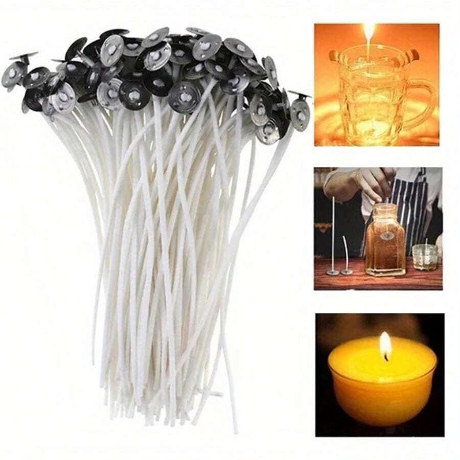 100 Piece Set Of Candle Wick, Smoke-Free Candle Wick With Stickers And Wick Locator, Candle Making Accessories, Suitable For Candle Making, DIY Candle Craft, And Handmade Candle Materials, With Multiple Sizes To Choose From - A - View 1