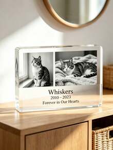 Customized Personalized Acrylic Photo Frame Desktop Photo Frame Gift, Rectangular Photo Frame, Birthday Gift, Pet Gift, Personalized Cat, Dog Memorial Gift, Acrylic Pet Memorial Plaque, Personalized Photo Keepsake, Condolence Decor For Cat And Dog Lovers, Holiday Gift - Multicolor - View 7