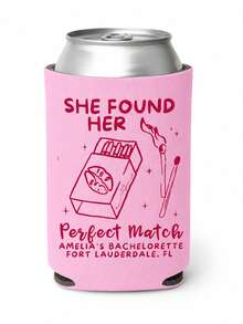 Personalized Can Sleeve For Bachelorette Party, Custom Name And Location Can Cooler With A Match Made In Heaven Artwork, Bridal Shower Drink Accessory For Beach Weekends, Bride Squad Events And Celebration Keepsake - Multicolor - View 14