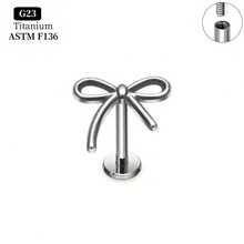 SENLANSP 1pc High Quality G23 Titanium Alloy Bow Internal Threaded Cartilage Helix Lobe Ear Stud/Lip Stud/Nose Stud - Suitable For Women's Fashion Piercing Jewelry - Perfect For Date Party Holiday Gift - 1pc - View 9