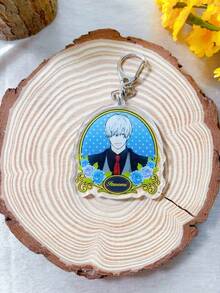 1/6pcs Cartoon Couple Acrylic Keychain Cute Anime Peripheral Pendant Key Chain - Multicolor - View 5