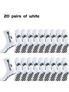 1/3/6 Pairs Men & Unisex Football/Soccer Mid-Calf Socks, Slip-Resistant, Durable, Comfortable Sports Socks For Daily Training, Fall Socks - Black and White - View 20