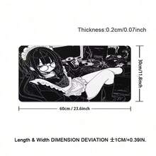 Japan Anime Girl Mousepad, Extra Large Desk Mat, Office Pc Computer Accessories Mouse Pad, Gaming XXL Keyboard Mat, Non-Slip Desk Mat, For Home And Office, Black White Extended Painting Mouse Mat Carpet - View 15