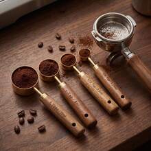 Rosewood Handle Stainless Steel Gold-Plated Measuring Spoons 4/5/9pcs Set - Yellow - View 6