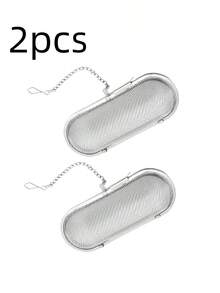 1/2pcs Stainless Steel Reusable Seasoning Strainer, Capsule Tea Infuser, Spice Ball Box With Chain Hook, Soup Filtration Net, Suitable For Loose Leaf Tea, Stew, Brine, Hot Pot, Home Kitchen And Catering Use - Silver - View 11