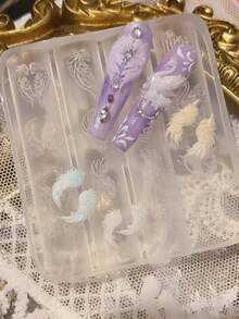 1件裝 丘比特之翼弓箭天鵝 3D美甲矽膠模具，適用於穿戴甲飾品裝飾 - 無色 - 查看 2