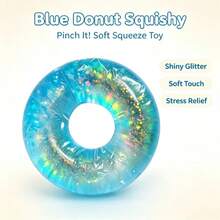 Brinquedo de Alívio de Estresse Squishy de Rosquinha com Glitter, Brinquedo de Rosquinha Transparente e Brilhante para Apertar, Brinquedo Squishy, Brinquedo para Apertar, Brinquedo, Squishy Crocante, Squishy, Brinquedo para Crianças Pequenas, Decoração de Halloween, Halloween, Brinquedo Squishy - Multicolorido - Visão 16