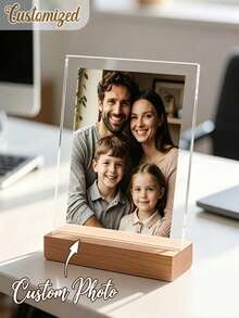 Custom 2D Flat Bohemian Style Personalized Photo Frame, Suitable For 4-Person Group Photo - Custom Family Portrait Desktop Photo Frame, Heart-Shaped Design, Suitable For Home Decor, Office - Anniversary, Wedding, Holiday Gift - Photo Frame Decoration - Multicolor - View 10