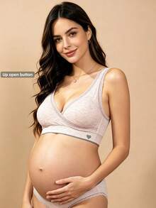 Hart & Haze 1件式蕾丝边交叉哺乳文胸，无钢圈无缝，紫色 - 淡紫色 - 查看 2