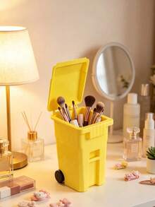 Trash Can Shaped Makeup Brush Storage,Fun Stationery Storage Box,Desktop Placement For Discarded Paper Strips And Notes,Office Workstation Corner Placement Decor,Suitable For Students,Office Workers,Teacher's Day,Birthday,Back To School Essential - Multicolor - View 4