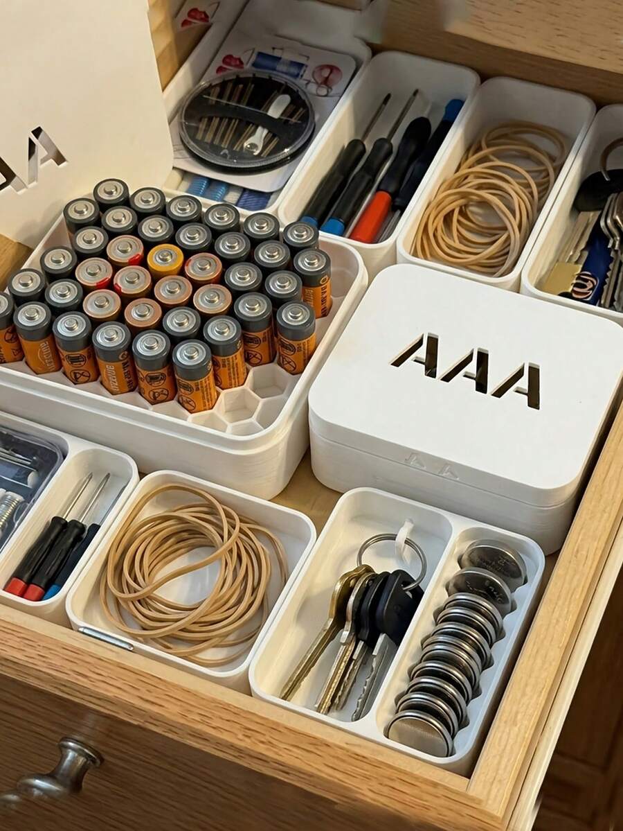 27-Slot Large Capacity Honeycomb Battery Storage Box | 3D Printed | Fits AA/AAA Battery Sizes | 2026 Minimalist Home Storage Essential | Practical Gift | Ultimate Solution To Eliminate Drawer Clutter - Multicolor - View 1