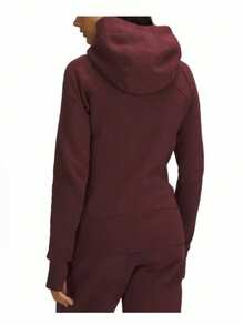 Lululemon Women's Scuba Full-Zip Hoodie Classic Hooded Jacket Fit Track Jacket Full Zip Outerwear Breathable Warm Athletic Sweatshirt With Thumbholes - Purplish Red - 查看 2