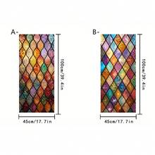 1/2pcs Retro-Style Colorful Geometric Diamond Teardrop Pattern Privacy Window Film, Reusable PVC Electrostatic Sticker, Suitable For Bathrooms, Bedrooms, Offices, And Home Decor. - Frosted Glass Sticker - View 10