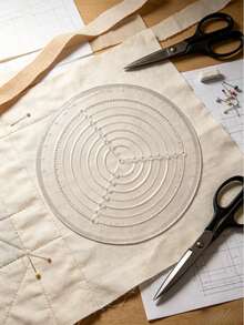 1 pieza Regla de patchwork, Regla de costura, Plantilla cuadrada de patchwork de acrílico, Regla de precisión transparente para empalme, Juego de accesorios de herramientas - Regla circular - Ver 3