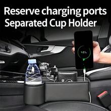1 Peça Caixa de Armazenamento de Assento de Carro Multiuso com Porta-Copos, Caixa de Armazenamento do Console Central do Carro, Caixa Organizadora Feminina, Essencial para Viagens - A - Visão 5