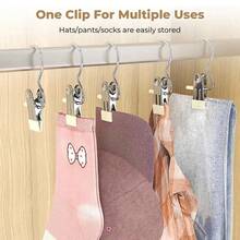 10/30/40pcs Single Piece Simple Hook Clips, Clothes Clips With Hooks, Indoor Portable Closet Storage Rack Hooks Decoration - Beige - View 4