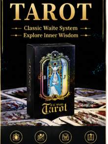 Authentic Tarot Cards, Includes Linen Storage Bag, -Smith Classic Artwork, 78 Classic Authentic Tarot Cards, Divination Game, Traditional Standard Tarot Cards, Rich Content, Durable, Suitable For Beginners To Advanced Players (Black) - Multicolor - View 3