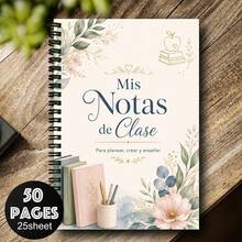 1PC A5 Spanish Mis Notas De Clase Floral Spiral Notebook, 50 Pages/25 Sheets, Teacher Journal For Lesson Planning, Classroom Notes, Teaching Organization And Daily School Office Use - A5 - View 5