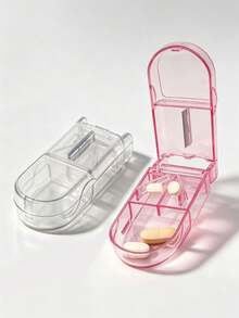 2/1pc Portable Pill Splitter, 2-In-1 Medication Divider & Storage Pill Box, Can Cut Pills Into 1/2 And 1/4 - View 4