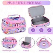 3pcs Purple Pink Rainbow Pony Backpack Set, Girls Backpack, Lunch Bag, Pencil Case Combination - Sets - View 4