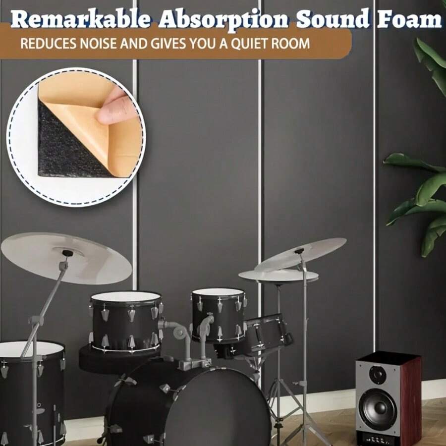 [1 Roll]High Density Self-Adhesive Soundproofing Foam, Acoustic Noise Reduction & Vibration Dampening Pad, DIY Audio Room Recording Studio, Back Adhesive Foam Board, Easy To Cut, Multi-Purpose - Multicolor - View 1