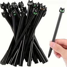10支隨機顏色可愛卡通黑貓凝膠筆，0.5mm黑墨水，學生辦公用品 - 彩色 - 查看 1