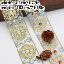 2-Inch Gold Metallic Thread Embroidered Floral Mesh Lace Trim For Bridal Headband Hairband Bow Decoration - Multicolor - View 16