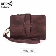 MIYIN 女士便攜復古 RFID 防盜刷三折錢包,可拆卸腕帶,多卡槽、身分證視窗與拉鍊零錢袋 - 彩色 - 查看 16