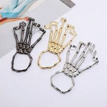 1pc Punk Distressed Alloy Skeleton Hand Bone Jewelry, Halloween Dark Gothic Style Exoskeleton Mechanical Hand Back Chain, Skeleton Ghost Claw Finger Bracelet Decoration - Multicolor - View 4