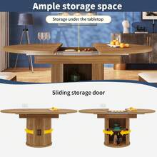 Extendable Dining Table Brown Made Of Wood For Dining Room And Kitchen - 胡桃木 - 查看 11