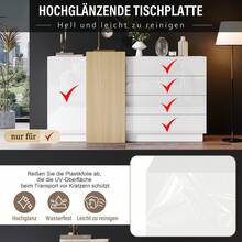 Sideboard With Storage White Made Of Wood For Dining Room And Living Room - 白色 - 查看 6