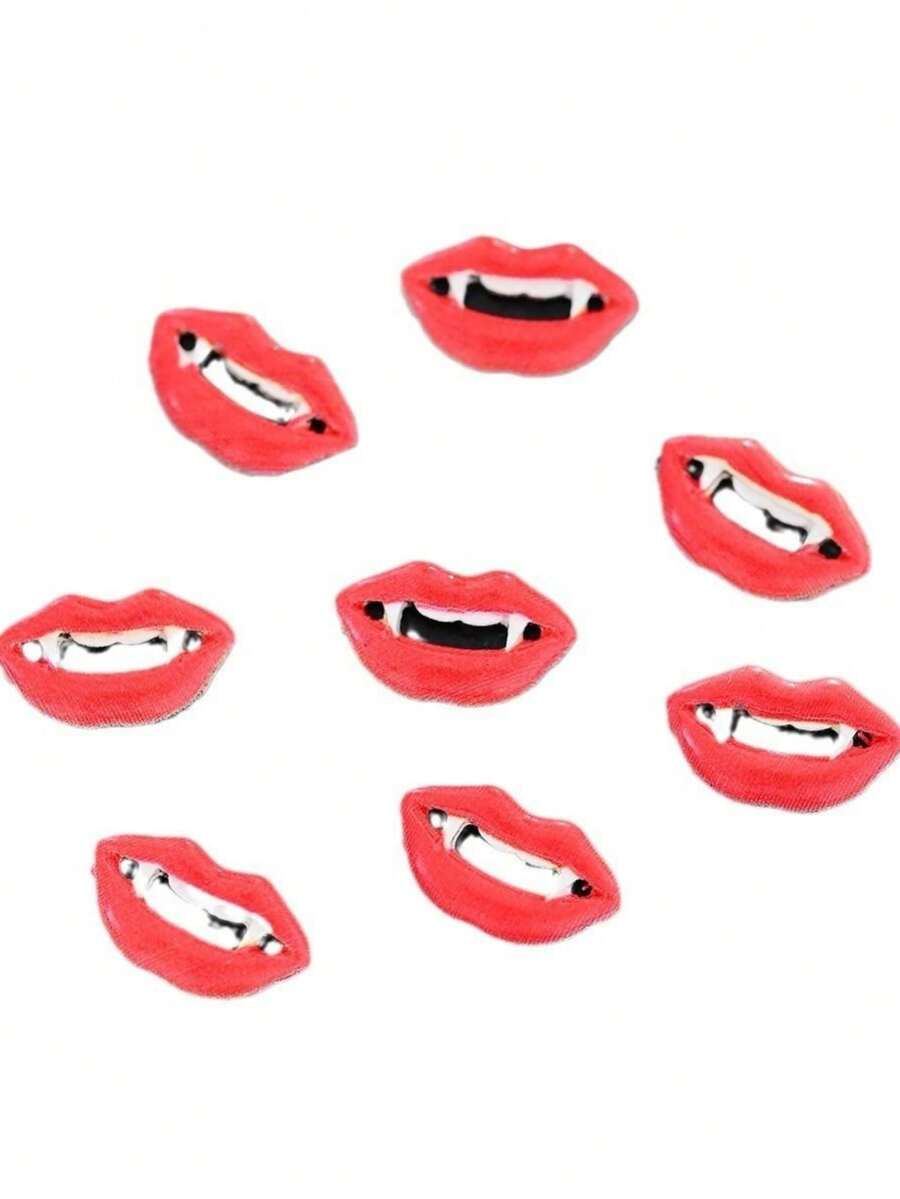 20Pcs Vampire Lip Nail Charms Alloy Gothic Halloween Nail Art Decor - Red - View 1
