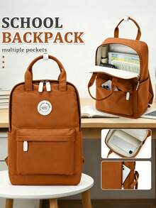 Fashionable 14-Inch Women's Laptop Backpack, 28L Large Capacity College Backpack, Multi-Pocket Design, Waterproof Lightweight Casual Daily Use Bag, Durable Student School Bag, Casual Student Backpack, Unisex For Teens, Large Capacity Laptop Backpack, Unisex, 15.6-Inch Laptop Bag, Multi-Pocket Design, Fashionable Multi-Compartment, Casual Daily Use Bag, Fashionable Computer College Backpack, Waterproof Practical Laptop Backpack, Suitable For 14-15.6-Inch Laptops - Multicolor - View 5