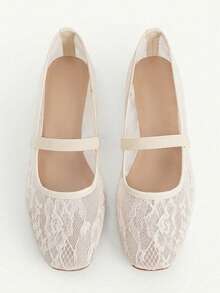 New Women's Fashion Elegant Beige Flat Shoes With Mesh Breathable Lightweight Comfortable Design, Suitable For Summer Daily Wear, Dating And Commuting - Beige - View 1
