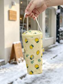 1pc/6pcs Cute Cartoon Print Cylindrical Storage Bag, Zipper Closure Portable Handbag, Multi-Functional Round Storage Bag, Lightweight Water Bottle Sleeve, Suitable For Water Bottles And Milk Tea Cups, Ideal For Outdoor Travel, Shopping And Daily Use - Multicolor - View 8
