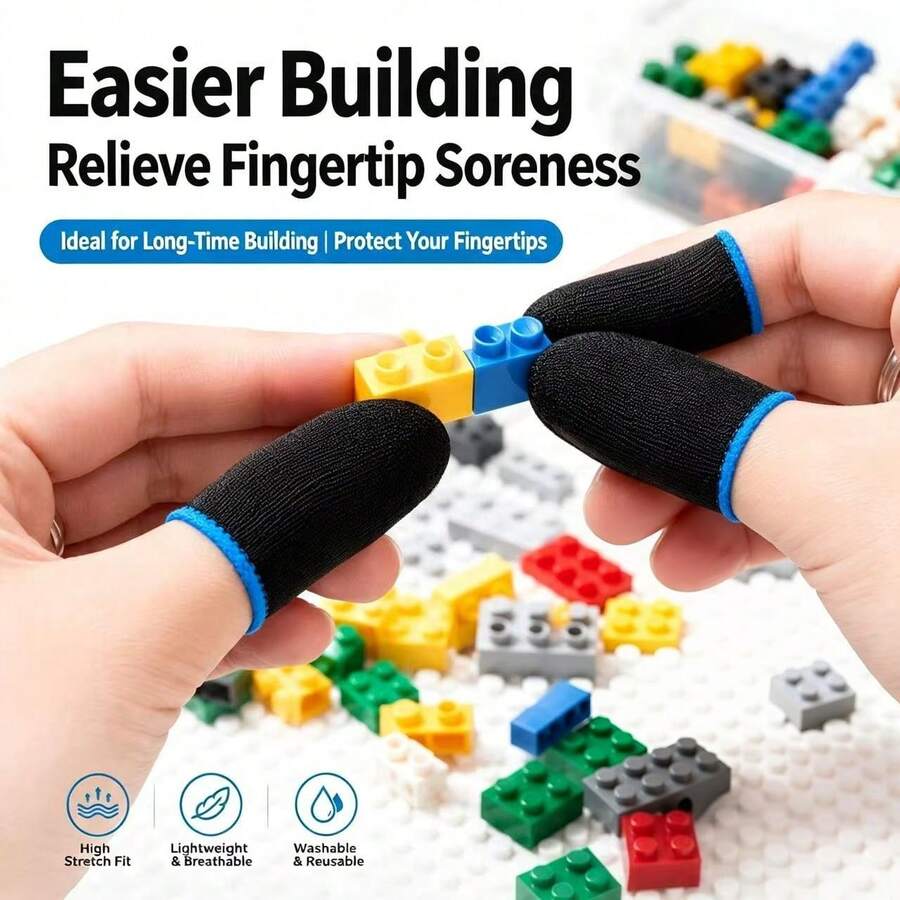 Building Block Assembly Finger Protectors, Handmade Sewing Game Finger Sleeves, Breathable Elastic Reusable Wear-Resistant Finger Guards, For Miniature Building Block Assembly, Relieve Fingertip Soreness, Washable And Reusable, Non-Slip, Suitable For Adults, Assembly Enthusiasts, DIY Building Block Toy Handmade Crafts Fingertip Pain Relief Protective Sleeves - Multicolor - View 1
