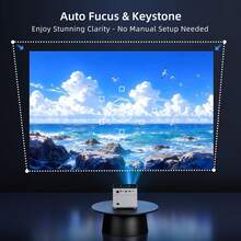 AOC Portable Smart Projector, Android 11 OS, Native 720P Resolution, 300 ANSI Brightness, Auto Focus, Keystone Correction, Dual-Band WiFi 2.4G/5G, Bluetooth 5.0, Built-In Speaker, Suitable For Bedroom Home Theater - Grey - View 6