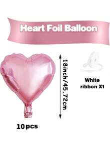 10pcs/Set 18inch Heart Shaped Foil Balloon In Gold, White, Red, Pink, Blue, Cream, Light Gold, Black - Perfect For Birthday Party, Wedding, Valentine's Day, Anniversary, Bridal Shower, New Year Party Decoration, Room Decor, Photo Props - Multicolor - View 24