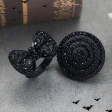 Cincin Dekorasi Busur Berlian Imitasi - Hitam - View 6