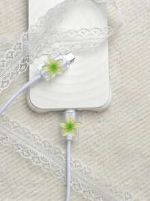 2pcs Gradient Plumeria Data Cable Protector, Anti-Breakage And Durable, Suitable For Daily Commute And Home Use, Gradient Ins Style Flower Data Cable Anti-Breakage Protector, Compatible With Apple 18W/20W PD Fast Charging, Holiday Small Gift, Cute Small Gift For Best Friends - 2pcs Plumeria - View 13