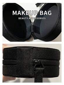 PRADA BEAUTY Black Saffiano Leather Round Jewelry Box, Brand Label Zipper Storage Bag, Portable Mini Makeup Accessory Organizer, Luxury Gift For Women PRADA‑GIFT‑3 - Black - View 7