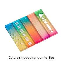 Mini règle multifonction de paume pour étudiant, règle de cahier, règle droite compacte transparente ondulée colorée avec rapporteur - Multicolore - Voir 6