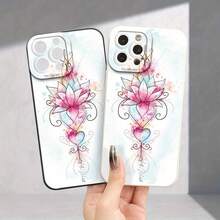 Graffiti Lotus Pattern UV Printing Angel Eyes Soft Phone Case Phone Shell Matte Phone Cover 360 Degree Full Protection For Iphone 11 12 13 14 Pro Max 15 XR X/XS 7 8 Plus SE Mini For Smartphone - 古董白 - 查看 3