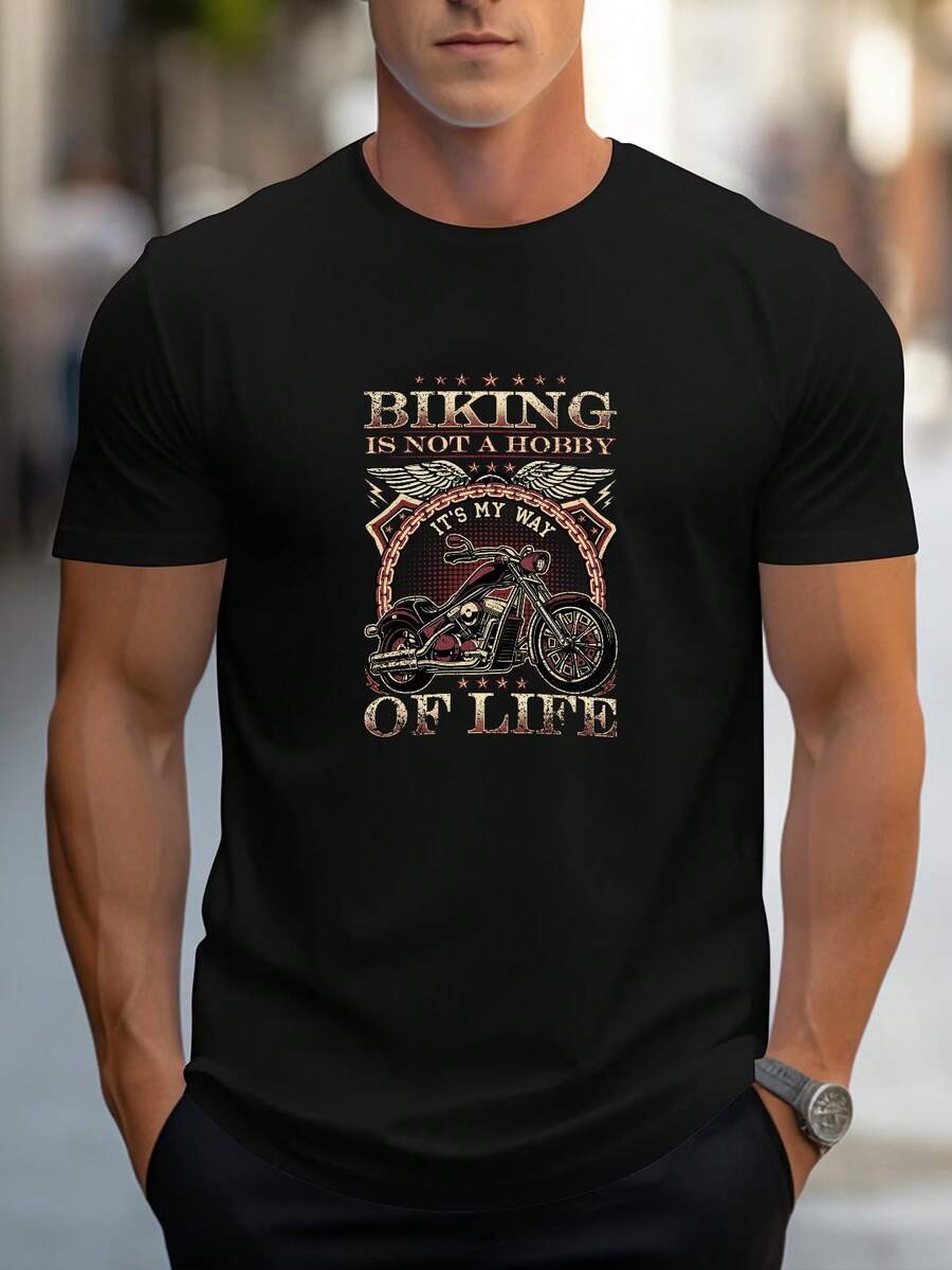 Men's Pure Cotton Short Sleeve T-Shirt Casual Summer Breathable Everyday Basic Round Neck Tee Top For Daily Wear - 黑色 - 查看 1