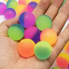 10pcs Floating Dual-Color Rainbow Frosted Elastic Bouncy Balls, Party Games - Multicolor - View 4