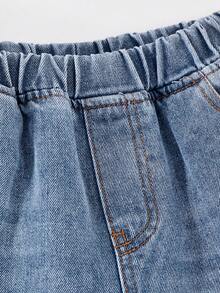 Girls' Spring Denim Jeans, New Fashion Style - Blue - View 5