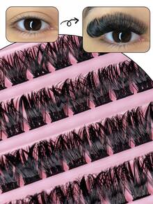 160/200片 8-16MM D-Curl 蓬鬆感單簇假睫毛，30D-80D-100D 動漫風假睫毛套組，濃密柔軟輕盈 DIY 睫毛，適合初學者，居家日常、派對、旅行與音樂節妝容，睫毛簇，漫畫睫毛簇，貓眼睫毛 - D - 查看 5
