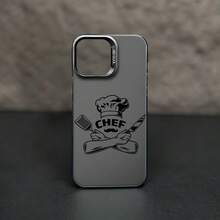 Phone Case - Chef Hat And Crossed Kitchen Utensils Pattern, Stylish And Minimalist, New Anti-Slip Large Hole Drop-Resistant Phone Case, Fun And Unique,  Gift For Both Men And Women For Holidays - 透黑 - 查看 1