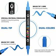 144/96/72/48/24 Colors Acrylic Paint Markers - Dual Tip, 2 Colors Per Pen, Colorful Marker Pens, Coloring Marker Set, Suitable For Painting, Doodling, Illustration, Handmade Arts, School Back To School Season For Coloring Books And Other DIY Projects, Applicable To Paper, Fabric, Canvas, Wood, Rock, Plastic, Glass, Ceramic, Pumpkin, Metal, Etc., Easter, Thanksgiving, Halloween, Christmas Gift Supplies - Multicolor - View 4
